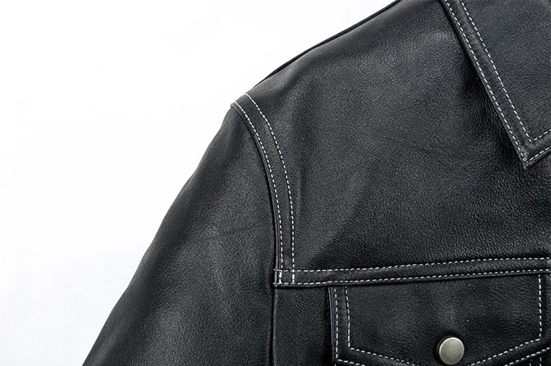 Genuine Men Casual Coat Brand Luxury Real Slim Lapel Black Pocket Sheep Leather Jacket Aviation Clothes - Image 14