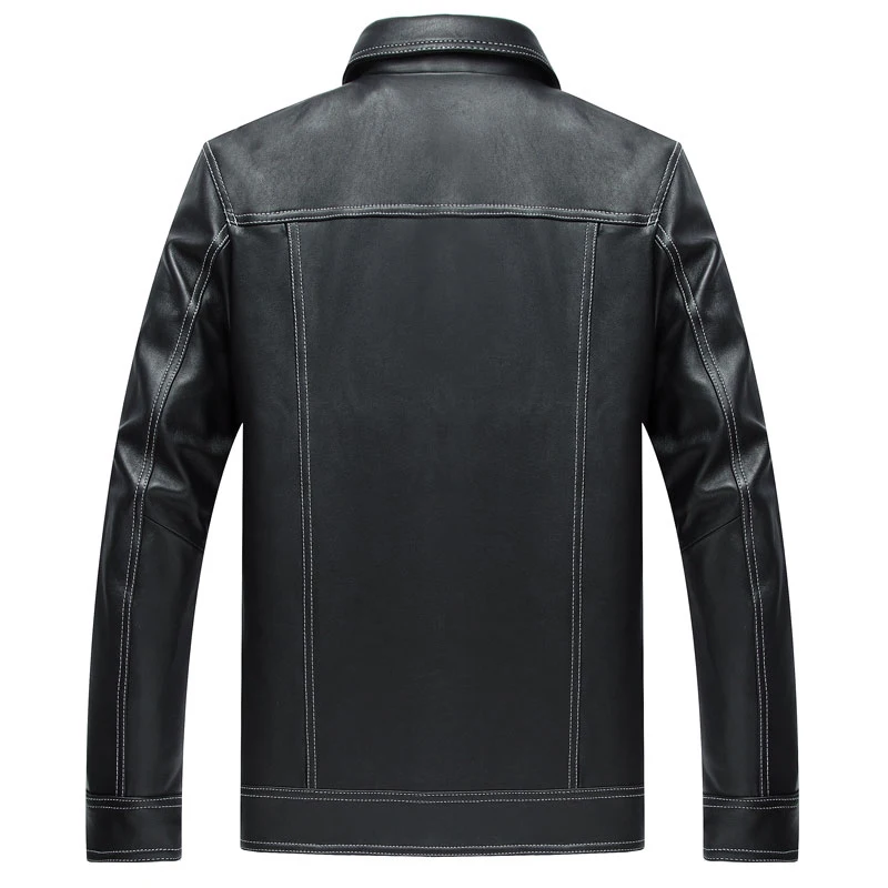 Genuine Men Casual Coat Brand Luxury Real Slim Lapel Black Pocket Sheep Leather Jacket Aviation Clothes - Image 5
