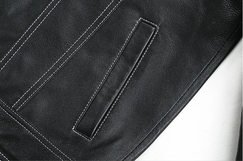 Genuine Men Casual Coat Brand Luxury Real Slim Lapel Black Pocket Sheep Leather Jacket Aviation Clothes - Image 15