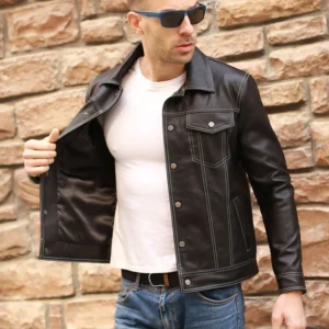 Genuine Men Casual Coat Brand Luxury Real Slim Lapel Black Pocket Sheep Leather Jacket Aviation Clothes