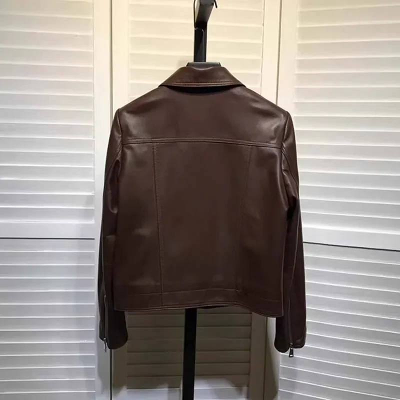 Turn-Down Collar Clothes Women Coat Spring 2024 New Arrival Single Breasted Import Real Sheepskin Jacket Pocket Decoration - Image 4