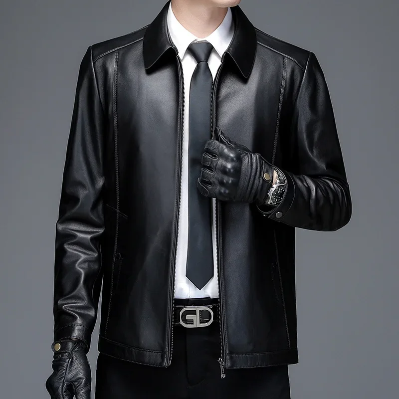 Natural Sheepskin Coat Men's Genuine Leather Jacket Casual Business Spring Autumn Real Leather Coat Male Clothing Jaquetas FCY