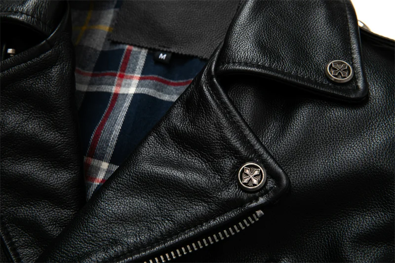 Real Cowhide Leather Jacket Men Leather Coat Motor Biker Clothing Riding Clothes Autumn Men Fashion Motorcycle Leather Jacket - Image 13