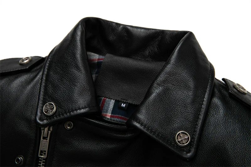 Real Cowhide Leather Jacket Men Leather Coat Motor Biker Clothing Riding Clothes Autumn Men Fashion Motorcycle Leather Jacket - Image 15
