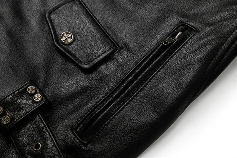 Real Cowhide Leather Jacket Men Leather Coat Motor Biker Clothing Riding Clothes Autumn Men Fashion Motorcycle Leather Jacket - Image 19