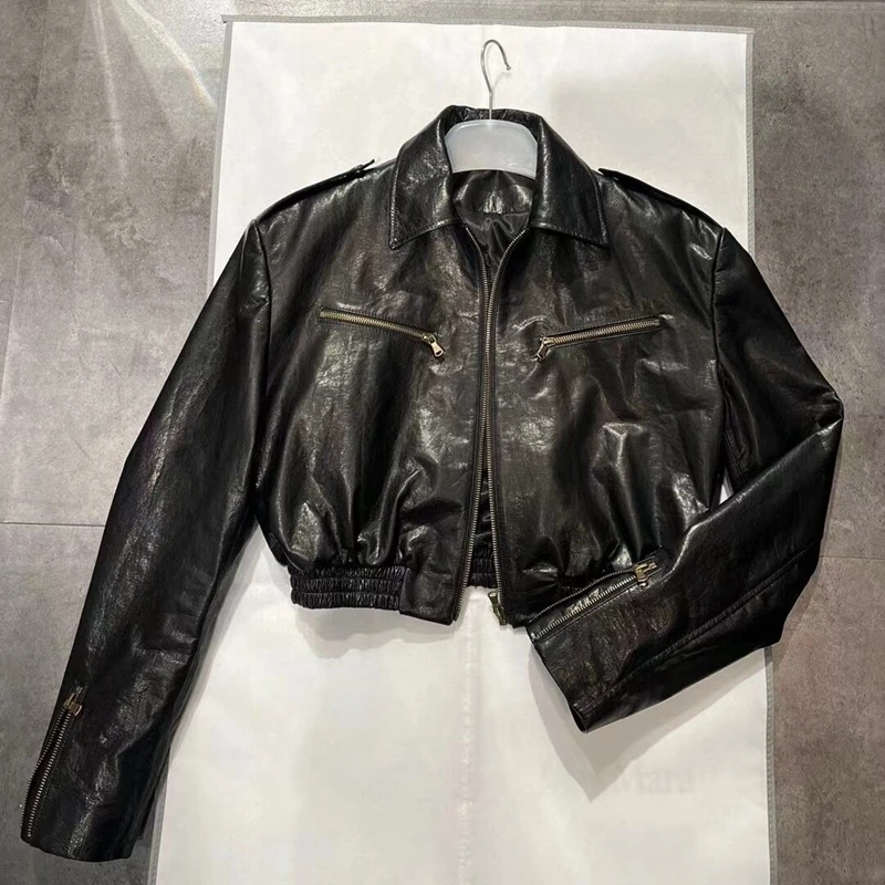 2023 Woman Coats Natural 100% Cow Leather Jackets Female Windbreaker Cow  Leather Overcoat H302 - Image 2