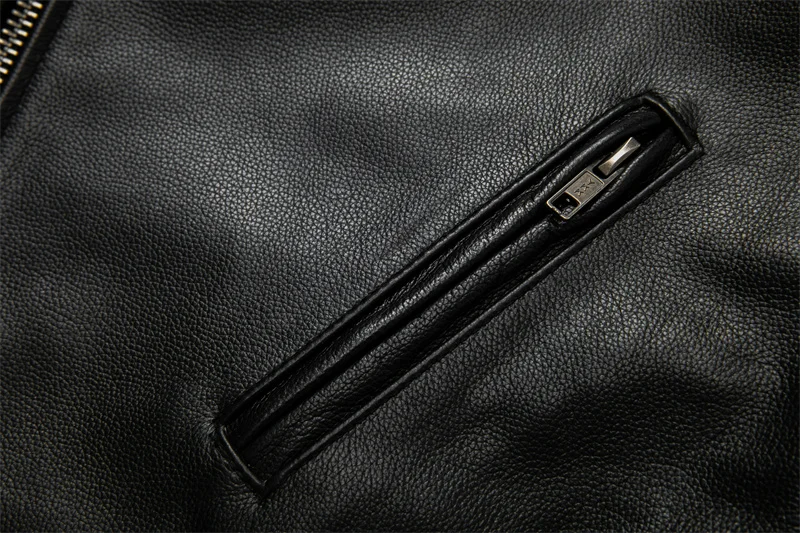 Real Cowhide Leather Jacket Men Leather Coat Motor Biker Clothing Riding Clothes Autumn Men Fashion Motorcycle Leather Jacket - Image 16