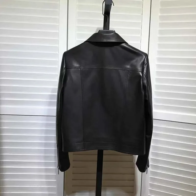 Turn-Down Collar Clothes Women Coat Spring 2024 New Arrival Single Breasted Import Real Sheepskin Jacket Pocket Decoration - Image 2