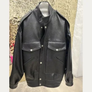 Natural Lambskin Leather Biker Jacket for Women, 100% Sheepskin Leather Coat, Long Sleeves, H104