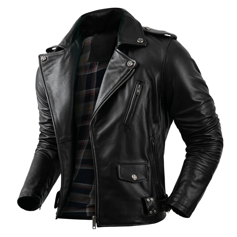 Real Cowhide Leather Jacket Men Leather Coat Motor Biker Clothing Riding Clothes Autumn Men Fashion Motorcycle Leather Jacket - Image 11