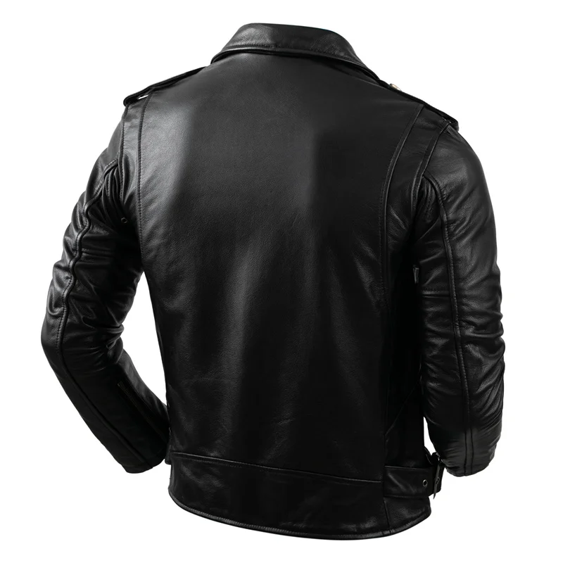 Real Cowhide Leather Jacket Men Leather Coat Motor Biker Clothing Riding Clothes Autumn Men Fashion Motorcycle Leather Jacket - Image 10