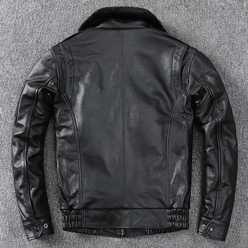 New Air Force Flight Genuine Cow Leather Men's Jacket Detachable Real Fur Collar Thicken Warm Cowhide Clothes Men Winter Coat - Image 10