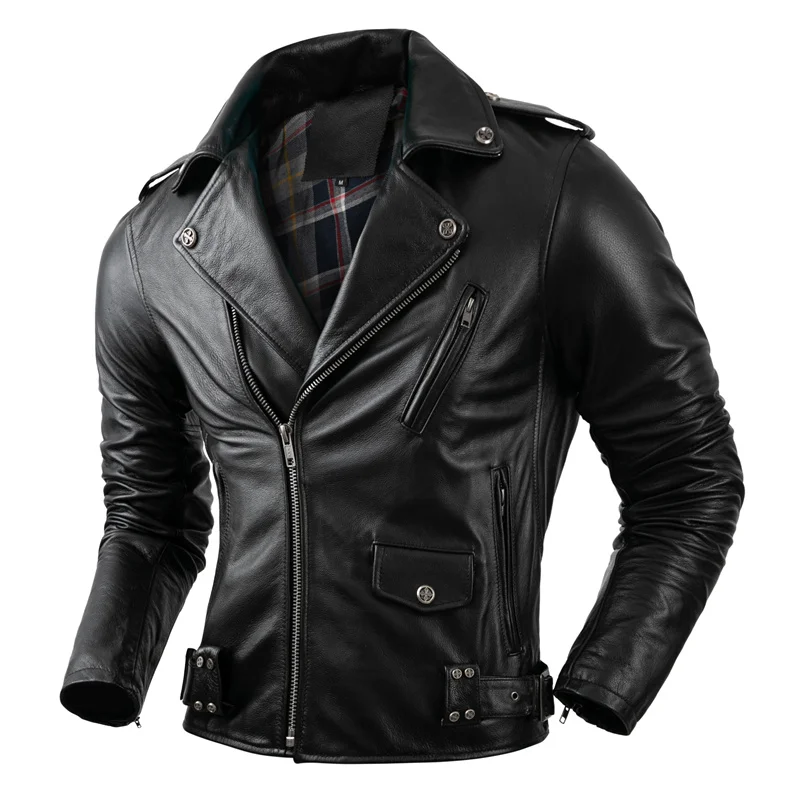 Real Cowhide Leather Jacket Men Leather Coat Motor Biker Clothing Riding Clothes Autumn Men Fashion Motorcycle Leather Jacket - Image 9