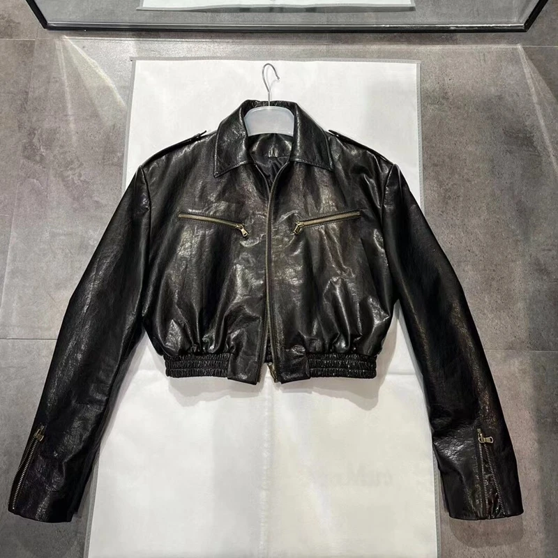 2023 Woman Coats Natural 100% Cow Leather Jackets Female Windbreaker Cow  Leather Overcoat H302