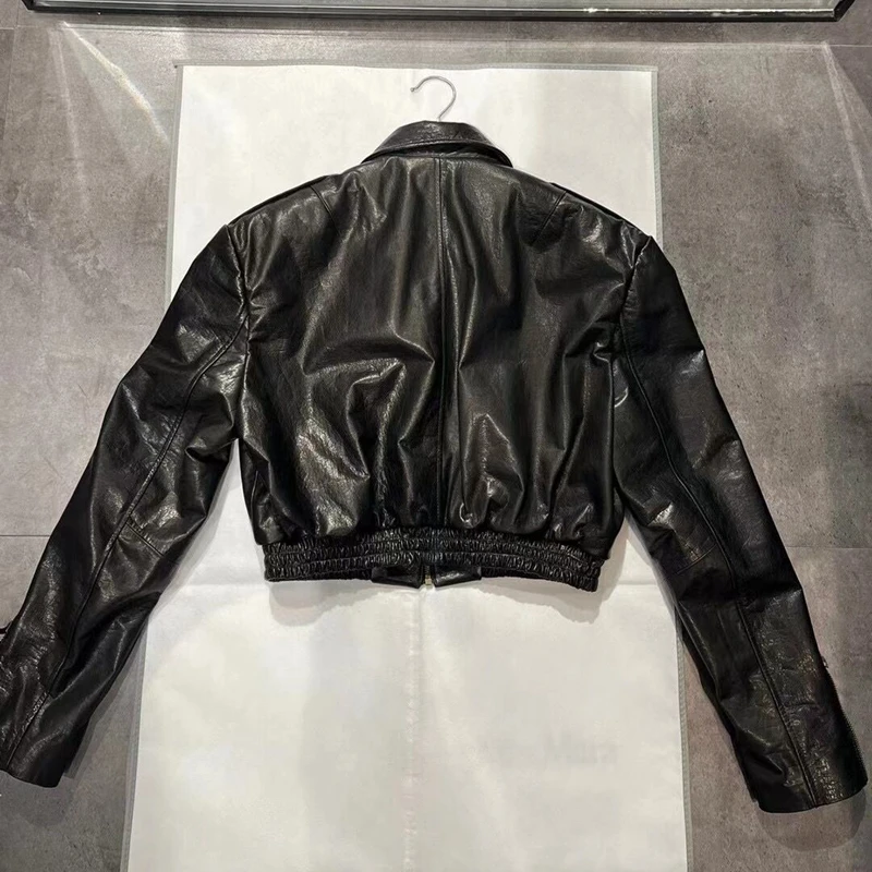 2023 Woman Coats Natural 100% Cow Leather Jackets Female Windbreaker Cow  Leather Overcoat H302 - Image 3