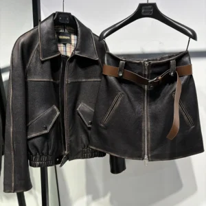 YOLOAgain Real Leather Jacket For Women Oversized Sheepskin Coat Outerwear 2024 Autumn