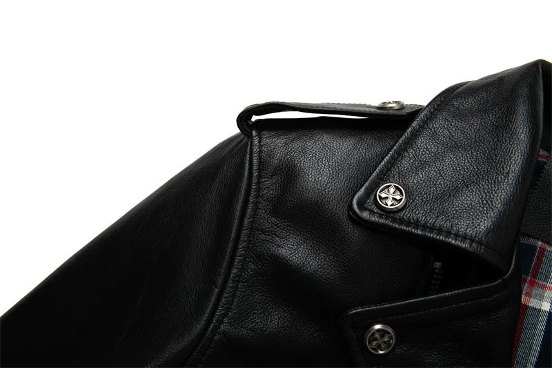 Real Cowhide Leather Jacket Men Leather Coat Motor Biker Clothing Riding Clothes Autumn Men Fashion Motorcycle Leather Jacket - Image 14