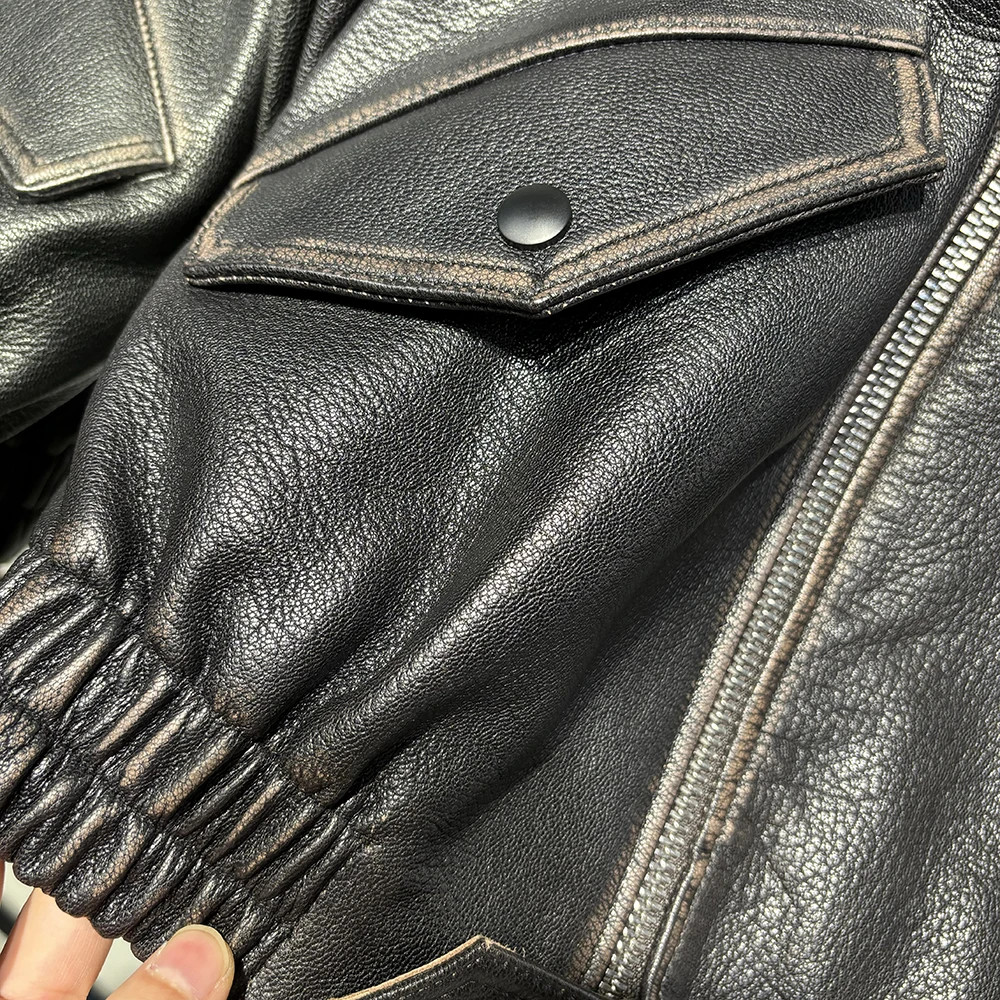 YOLOAgain Real Leather Jacket For Women Oversized Sheepskin Coat Outerwear 2024 Autumn - Image 7