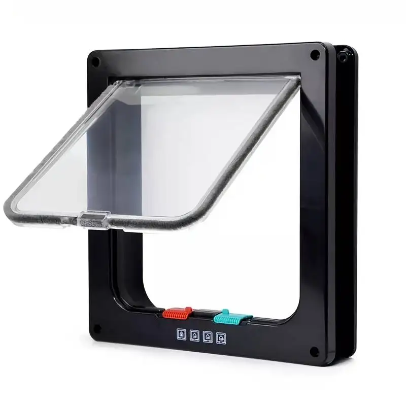 Pet Door 4 Way Locking Security Lock ABS Dog Cat Weatherproof Flap Door Controllable Switch Direction Doors Small Pet Supplies - Image 8