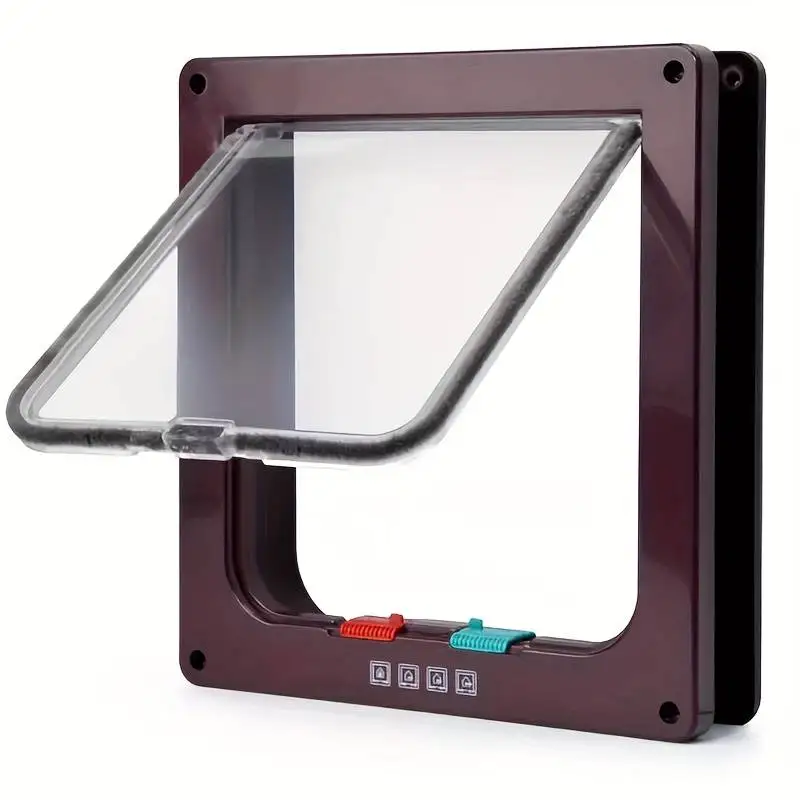 Pet Door 4 Way Locking Security Lock ABS Dog Cat Weatherproof Flap Door Controllable Switch Direction Doors Small Pet Supplies - Image 9