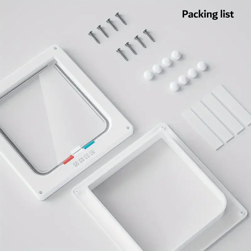 Pet Door 4 Way Locking Security Lock ABS Dog Cat Weatherproof Flap Door Controllable Switch Direction Doors Small Pet Supplies - Image 5
