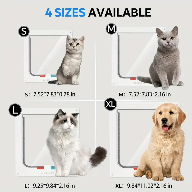 Pet Door 4 Way Locking Security Lock ABS Dog Cat Weatherproof Flap Door Controllable Switch Direction Doors Small Pet Supplies - Image 4