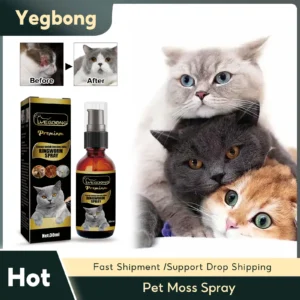 Pet Moss Spray Dogs Cats Relieve Itching Fur Regrowth Tick Lice Mite Remover Flea Killer Ringworm Treatment Pet Skin Care Liquid