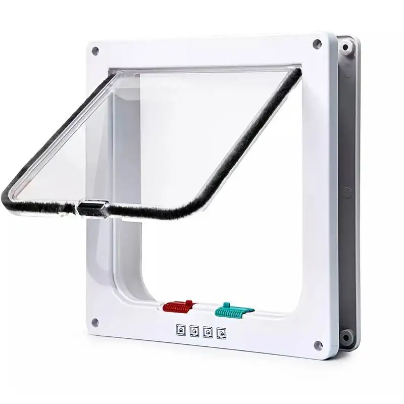 Pet Door 4 Way Locking Security Lock ABS Dog Cat Weatherproof Flap Door Controllable Switch Direction Doors Small Pet Supplies - Image 7