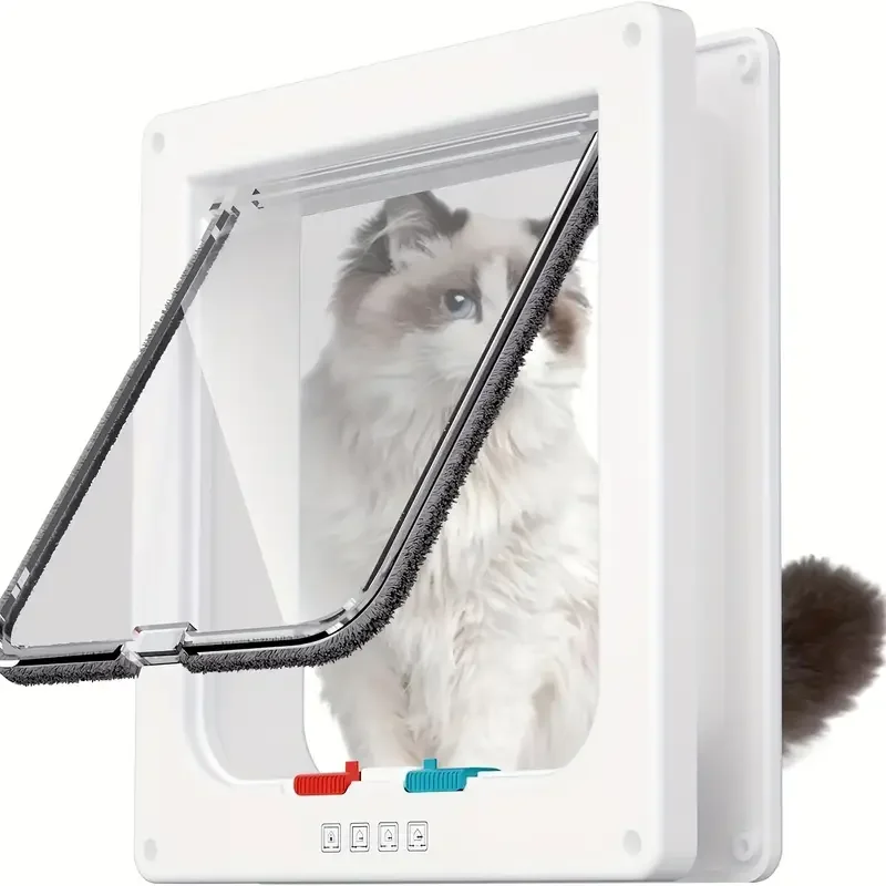 Pet Door 4 Way Locking Security Lock ABS Dog Cat Weatherproof Flap Door Controllable Switch Direction Doors Small Pet Supplies - Image 2