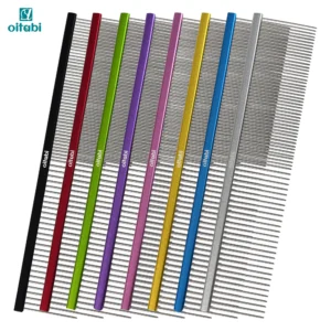 Oitabi Professional Pet Grooming Comb for Removing Matted Fur, Prevents Knots and Mats, Long Teeth Long & Short Haired Pet Comb
